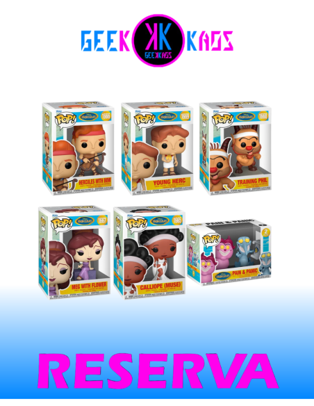 6-PACK FUNKO POP! - HERCULES - PAIN & PANIC, CALLIOPE , HERCULES WITH BOW ,MEG WITH FLOWER , TRAINING PHIL , YOUNG HERC