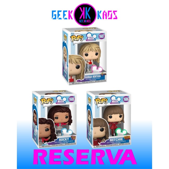 3-PACK - FUNKO POP! DISNEY CHANNEL THROWBACK - MITCHIE 1686, HANNAH MONTANA 1687, ROCKY 1688