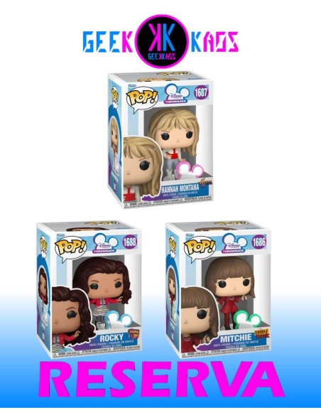 3-PACK - FUNKO POP! DISNEY CHANNEL THROWBACK - MITCHIE 1686, HANNAH MONTANA 1687, ROCKY 1688