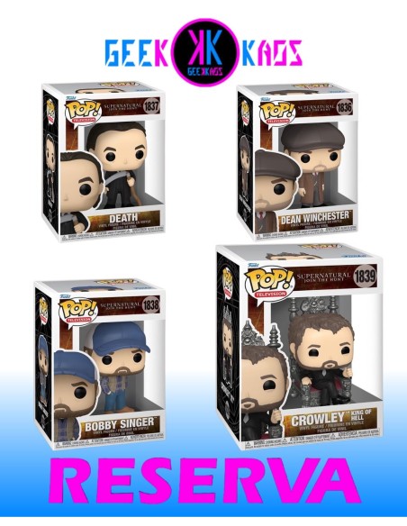 4-PACK - FUNKO POP! - SUPERNATURAL - DEAN WINCHESTER 1836, DEATH 1837, BOBBY SINGER 1838, CROWLEY KING OF HELL 1839