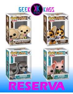 4-PACK - FUNKO POP! PETS - GOLDEN RETRIEVER 15, CORGI 16, PERSIAN 17, SPHYNX 18