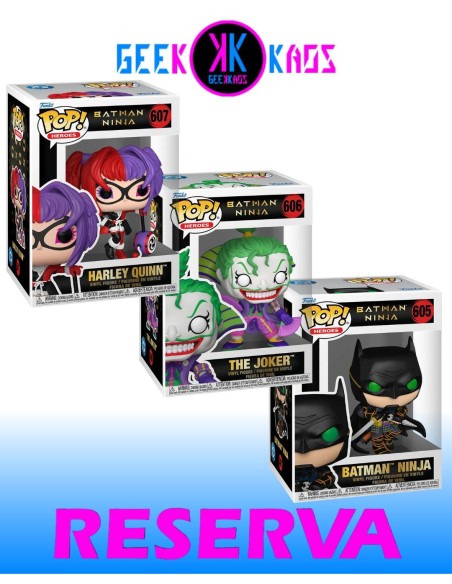 3-PACK - FUNKO POP! - BATMAN NINJA - BATMAN NINJA 605, THE JOKER 606, HARLEY QUINN 607