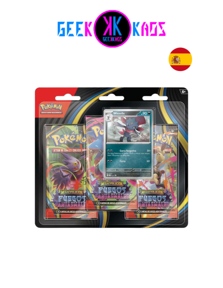 POKEMON TCG - BLISTER FUEGOS FANTASMALES  (3 SOBRES) - WEAVILE - ESPAÑOL