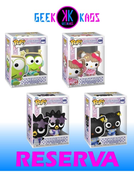 4-PACK - FUNKO POP! HELLO KITTY AND FRIENDS - HELLO KITTY 139, KEROPPI 140, BADTZ-MARU 141, CHOCOCAT 142