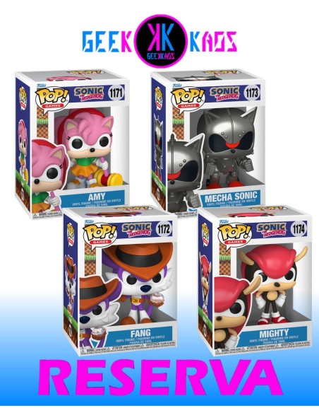 4-PACK - FUNKO POP! SONIC THE HEDGEHOG - AMY 1171, FANG 1172, MECHA SONIC 1173, MIGHTY 1174