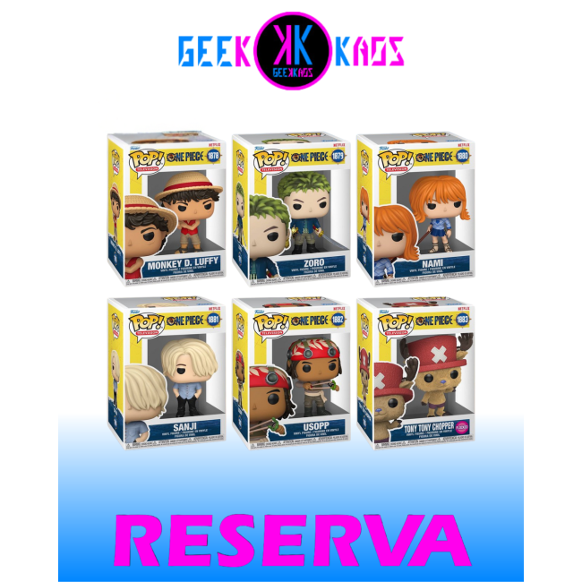 6-PACK - FUNKO POP! - ONE PIECE - LUFFY 1878, ZORO 1879, NAMI 1880, SANJI 1881, USOPP 1882, TONY TONY CHOPPER 1883