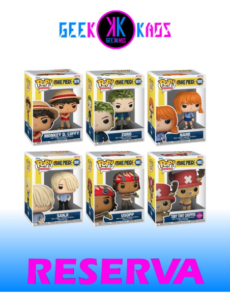 6-PACK - FUNKO POP! - ONE PIECE - LUFFY 1878, ZORO 1879, NAMI 1880, SANJI 1881, USOPP 1882, TONY TONY CHOPPER 1883
