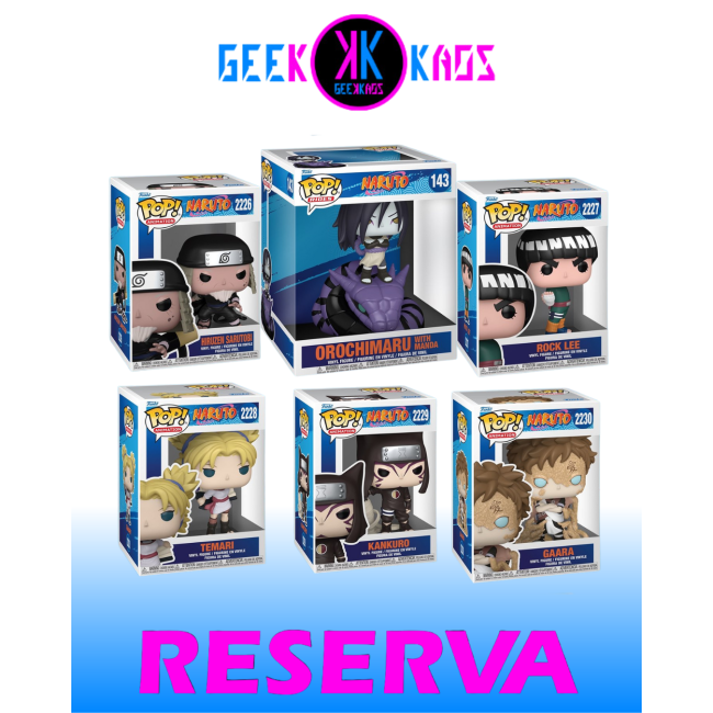 6-PACK - FUNKO POP! - NARUTO - HIRUZI SARUTOBI 2226, ROCK LEE 2227, TEMARI 2228. KANKURO 2229, GAARA 2230, OROCHIMARU 143