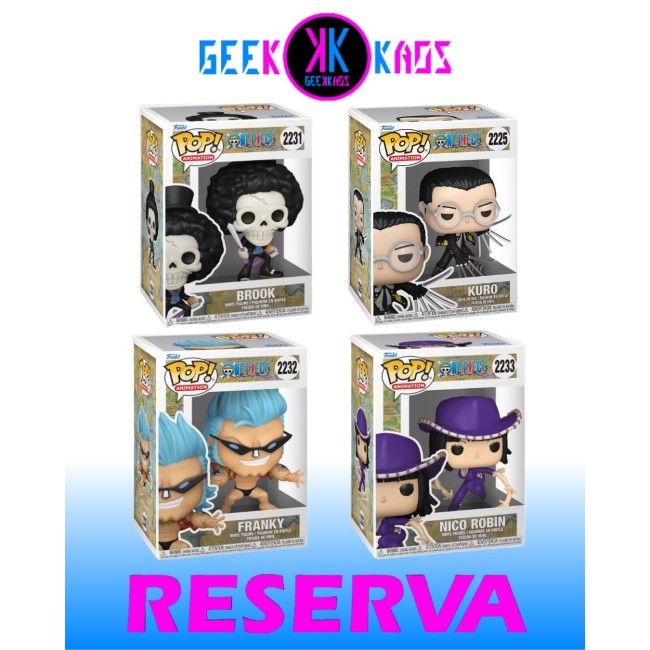 4-PACK - FUNKO POP! ONE PIECE - BROOK 2231 , FRANKY 2232, NICO ROBIN 2233, KURO 2225