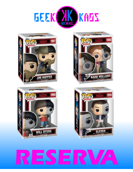 4-PACK FUNKO POP - STRANGER THINGS -JIM HOPPER 1907, BARB HOLLAND 1908, WILL BYERS1909, ELEVEN 1910
