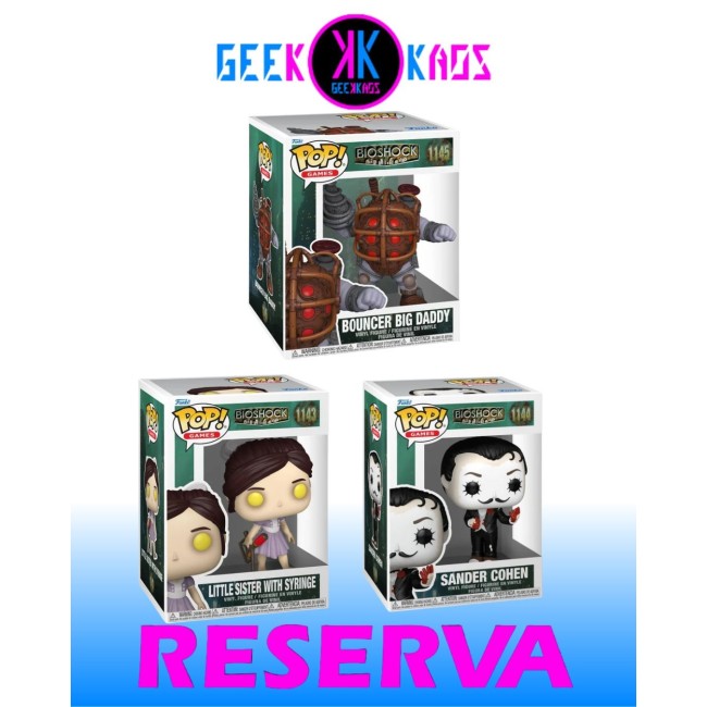 3-PACK - FUNKO POP! BIOSHOCK - LITTLE SISTER WITH SYRINGE 1143, SANDER COHEN 1144, BOUNCER BIG DADDY 1145
