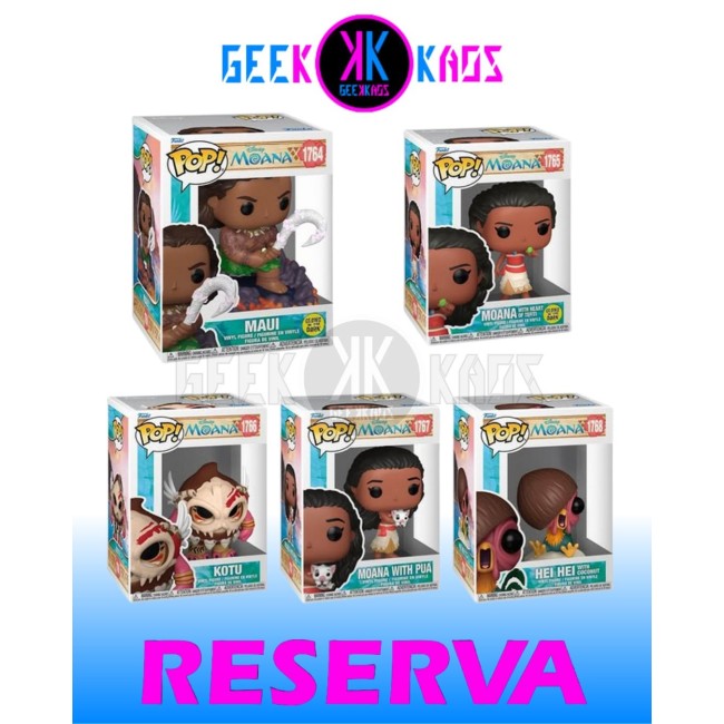 5-PACK - FUNKO POP! MOANA - MAUI 1764, MOANA 1765, KOTU 1766. MOANA 1767, HEI HEI 1768