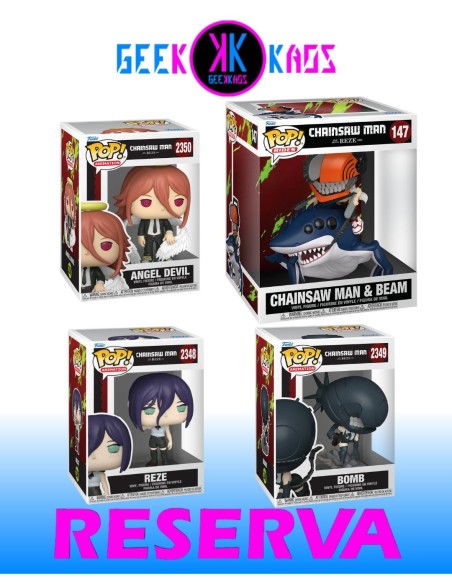 4-PACK - FUNKO POP! - CHAINSAW MAN: REZE ARC - CHAINSAR MAN & BEAM 147, REZE 2348, BOMB 2349, ANGEL DEVIL 2350