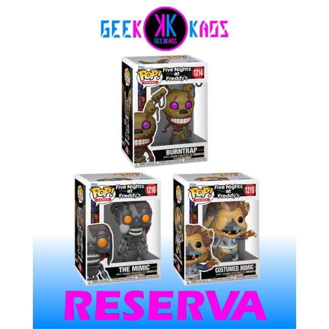 3-PACK - FUNKO POP! FIVE NIGHTS AT FREDDY´S - BURNTRAP 1214, COSTUMED MIMIC 1215, THE MIMIC 1216