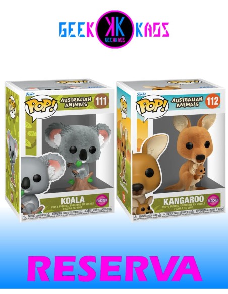 2-PACK - FUNKO POP! AUSTRALIAN ANIMALS - KOALA 111 (FLOCKED), KANGAROO 112 (FLOCKED)