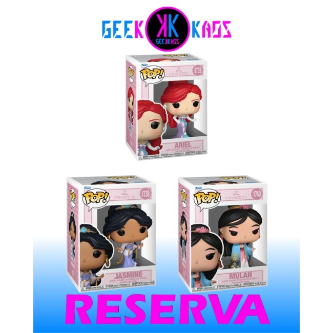3-PACK - FUNKO POP! - DISNEY PRINCESS - JASMINE 1738, ARIEL 1739, MULAN 1740