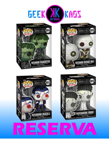 4-PACK - FUNKO POP! MONSTERS - PATCHWORK BRIDE 2012, DRACULA 2013, FRANKENSTEIN 2014, INVISIBLE MAN 2015