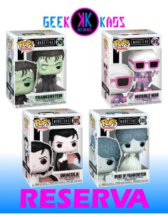 4-PACK - FUNKO POP! MONSTERS -  FRANKENSTEIN 2409, BRIDE OF FRANKENSTEIN 2410, DRACULA 2411, INVISIBLE MAN 2412
