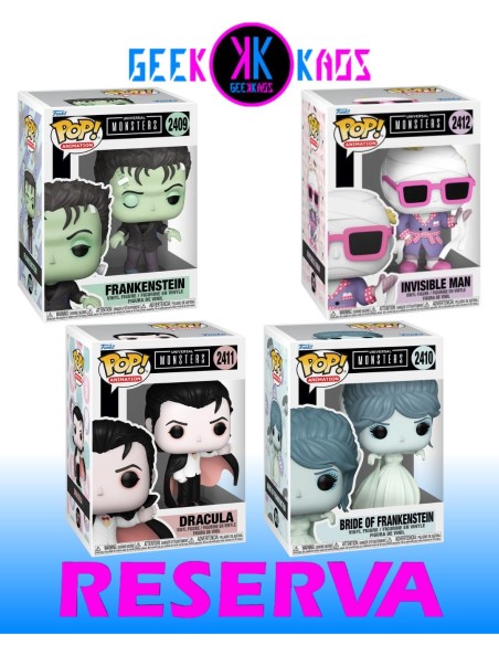 4-PACK - FUNKO POP! MONSTERS -  FRANKENSTEIN 2409, BRIDE OF FRANKENSTEIN 2410, DRACULA 2411, INVISIBLE MAN 2412
