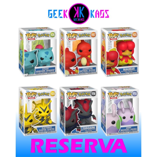 6-PACK - FUNKO POP! POKEMON - ELECTABUZZ 1124, MAGMAR 1125, IVYSAUR 1126, GOOMY 1155, ZOROARK 1156, CHARMELEON 1157