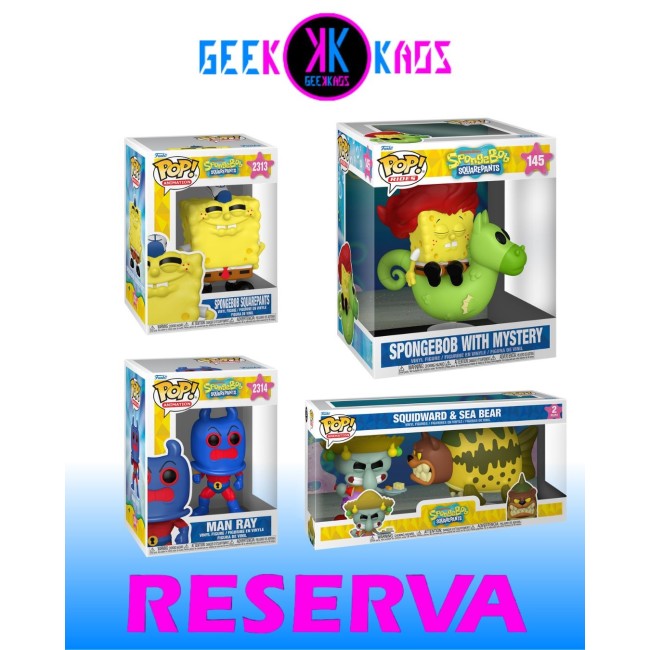 4-PACK - FUNKO POP! - SPONGEBOB SQUAREPANTS - SPONGEBOB  2313, MAN RAY 2314, SPONGEBOB WITH MYSTERY 145, SQUIDWARD & SEA BEAR