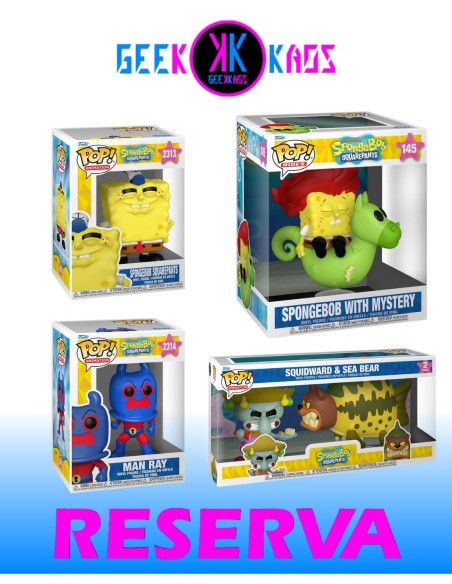 4-PACK - FUNKO POP! - SPONGEBOB SQUAREPANTS - SPONGEBOB  2313, MAN RAY 2314, SPONGEBOB WITH MYSTERY 145, SQUIDWARD & SEA BEAR