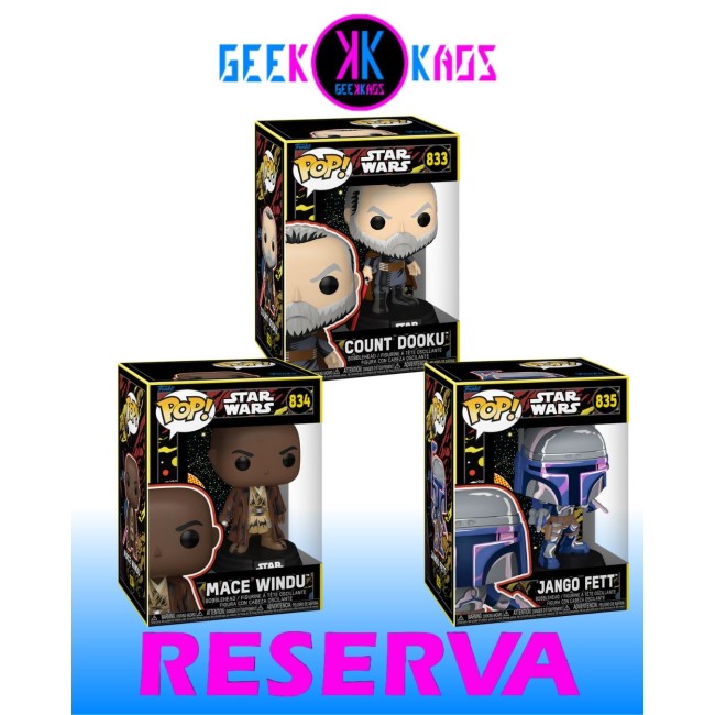 3-APCK - FUNKO POP! STAR WARS - COUNT DOOKU 833, MACE WINDU 834, JANGO FETT 835