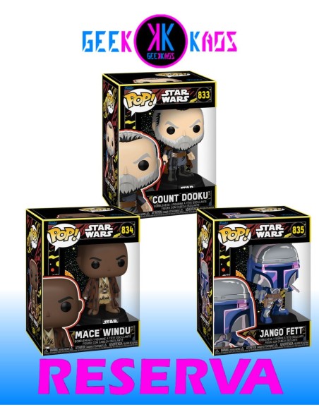3-APCK - FUNKO POP! STAR WARS - COUNT DOOKU 833, MACE WINDU 834, JANGO FETT 835