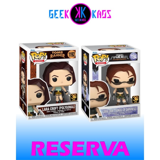 2-PACK - FUNKO POP! - TOMB RAIDER - LARA CROFT (POLYGONAL) 1192, LARA CROFT (ANGEL OF DARKNESS) 1994