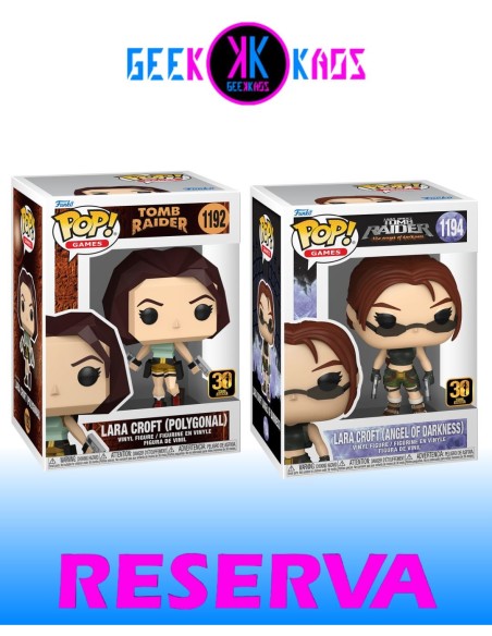 2-PACK - FUNKO POP! - TOMB RAIDER - LARA CROFT (POLYGONAL) 1192, LARA CROFT (ANGEL OF DARKNESS) 1994