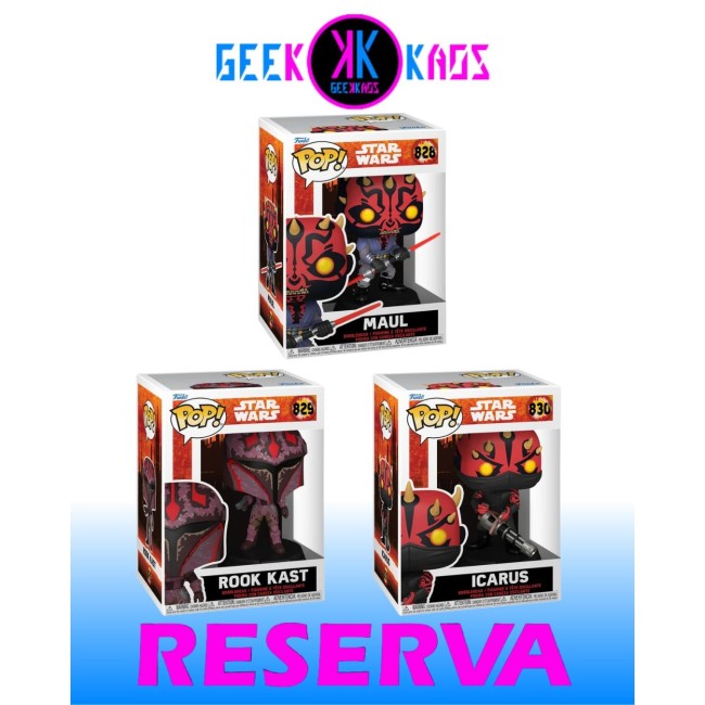 3- PACK - FUNKO POP! STAR WARS - MAUL 828, ROOK KAST 829, ICARUS 830
