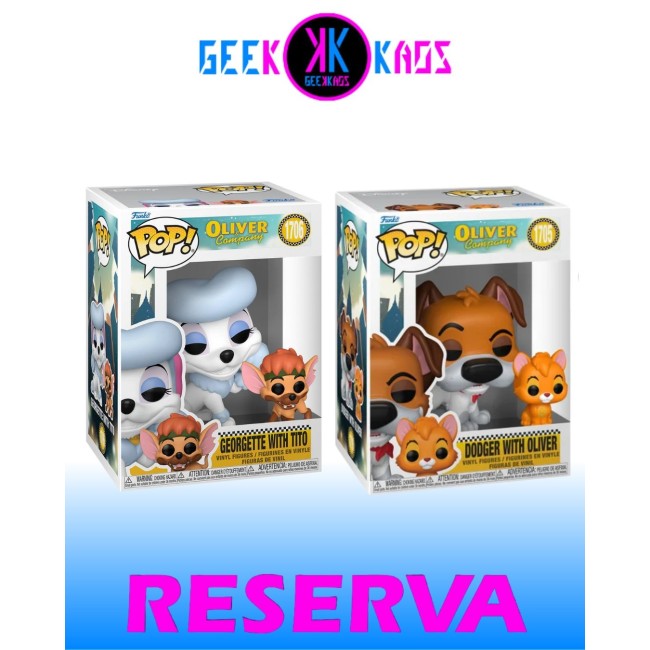 2-PACK - FUNKO POP! - OLIVER & COMPANY - DODGER WITH OLIVER 1705, GEORGETE WITH TITO 1706