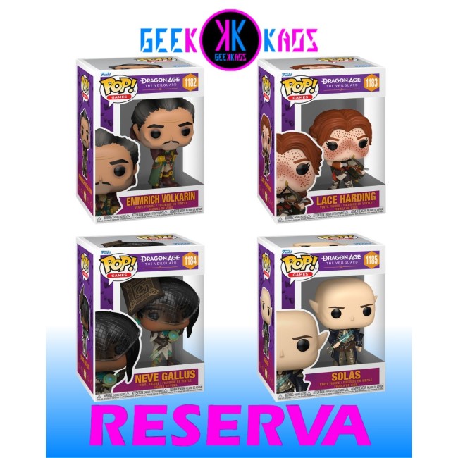 4-PACK - FUNKO POP! DRAGON AGE: THE VEILGUARD - EMMRICH VOLKARIN 1182, LACE HARDING 1183, NEVE GALLUS 1184, SOLAS 1185