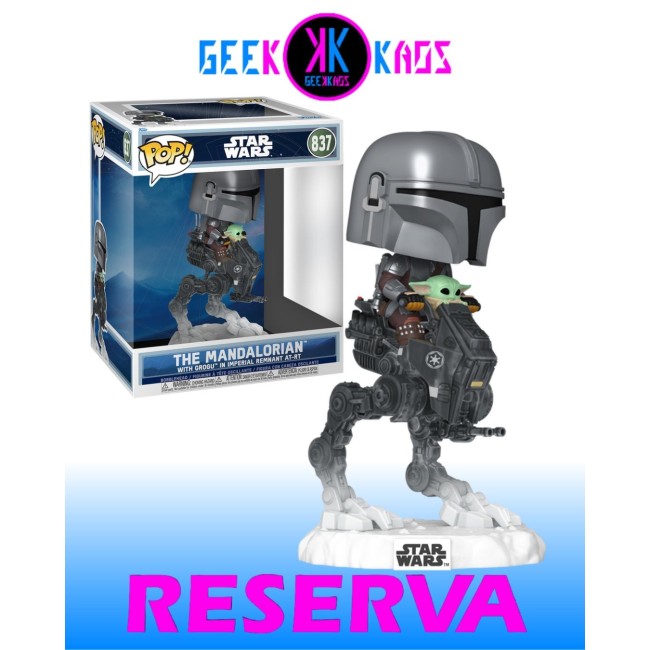 FUNKO POP! - STAR WARS -  THE MANDALORIAN WITH GROGU IN IMPERIAL REMNANT AT-RT 837