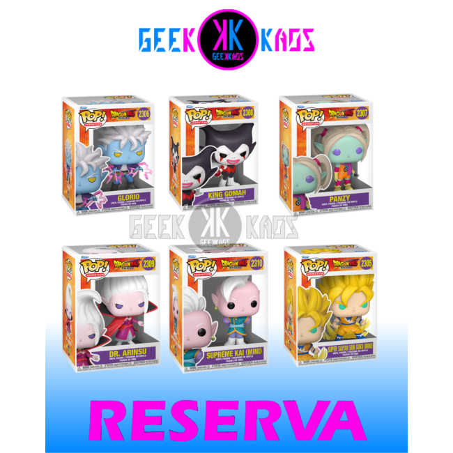 6-PACK - FUNKO POP! - DRAGON BALL DAIMA - GOKU 2305, GLORIO 2306, PANZY 2307, KING GOMAH 2308, DR.ARINSU 2309, SUPREME KAI 2310