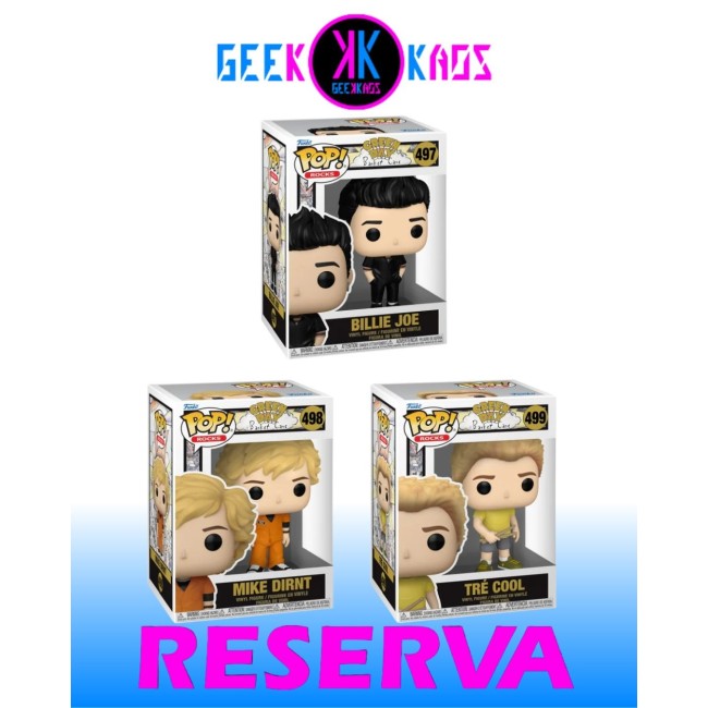 3-PACK - FUNKO POP! - GREEN DAY - BILLIE JOE 497, MIKE DIRNT 498, TRÉ COOL 499