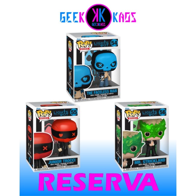 3-PACK - FUNKO POP! - LIGHTS OUT - THE FACELESS MAN 54, JUNIOR TROCCI 55, MR. STRICKLAND 56