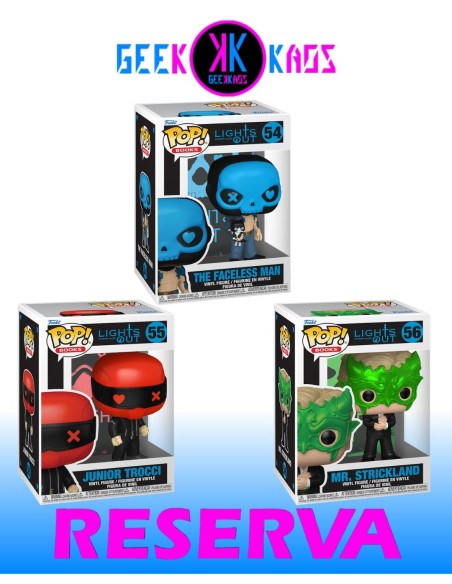 3-PACK - FUNKO POP! - LIGHTS OUT - THE FACELESS MAN 54, JUNIOR TROCCI 55, MR. STRICKLAND 56