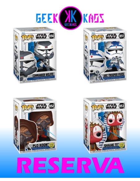 4-PACK - FUNKO POP! - STAR WARS - ARC TROOPER FVES 851, COMMANDER WOLFFE 850, PLO KOON 852, SHAAK TI 853