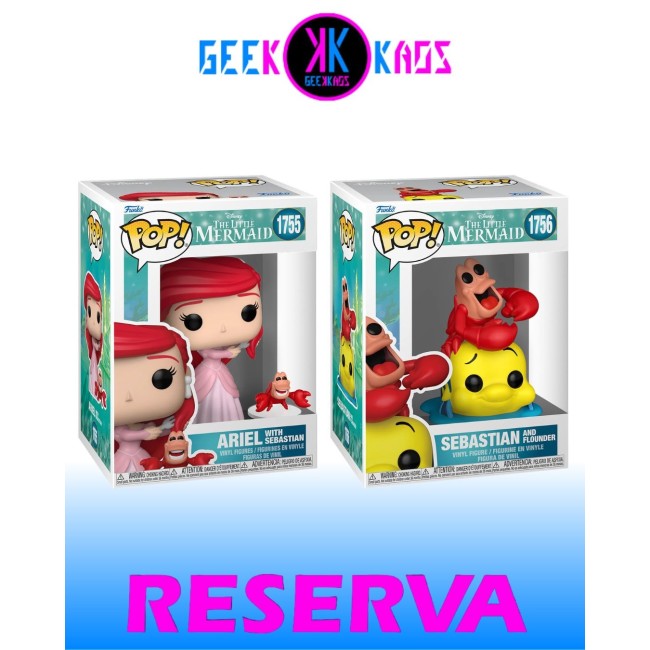 2-PACK - FUNKO POP! THE LITTLE MERMAID - ARIEL WITH SEBASTIAN 1755, SEBASTIAN WITH FLOUNDER 1756