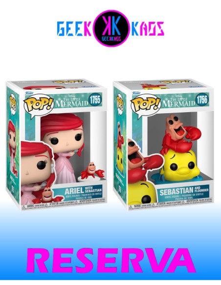 2-PACK - FUNKO POP! THE LITTLE MERMAID - ARIEL WITH SEBASTIAN 1755, SEBASTIAN WITH FLOUNDER 1756