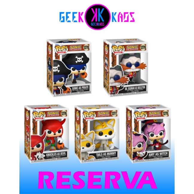 5-PACK - FUNKO POP! - SONIC THE HEDGEHOG - AMY 1275, KNUCKLES 1276, TAILS 1277, SONIC 1278, DR.EGGMAN 1279