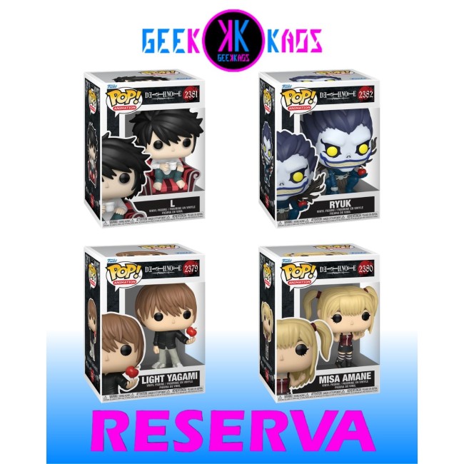 4-PACK - FUNKO POP! - DEATH NOTE - LIGHT YAGAMI 2379, MISA AMANE 2380, L 2381, RYUK 2382