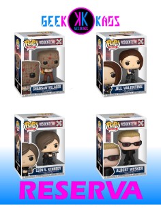 4-PACK - FUNKO POP! RESIDENT EVIL - CHAINSAW VILLAGER 1292, JILL VALENTINE 1293, LEON S. KENNEDY 1294, ALBERT WESKER 1295