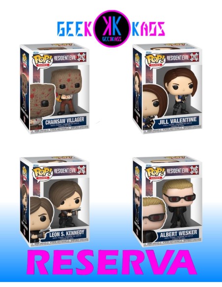 4-PACK - FUNKO POP! RESIDENT EVIL - CHAINSAW VILLAGER 1292, JILL VALENTINE 1293, LEON S. KENNEDY 1294, ALBERT WESKER 1295