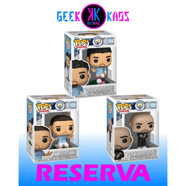 3-PACK - FUNKO POP! - MANCHESTER CITY - OMAR MARMOUSH 104, RODRI 105, PEP GUARDIOLA 106