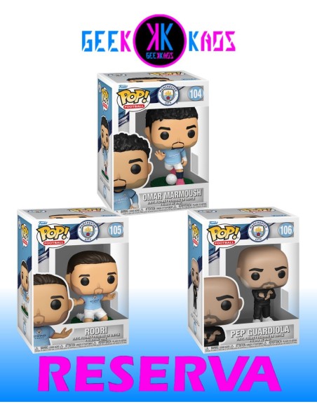 3-PACK - FUNKO POP! - MANCHESTER CITY - OMAR MARMOUSH 104, RODRI 105, PEP GUARDIOLA 106