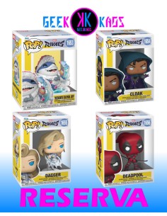 4-PACK - FUNKO POP! RIVALS - INCOGNITO DOLPHIN JEFF 1653, CLOAK 1654, DAGGER 1655, DEADPOOL 1656