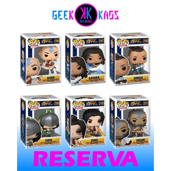 6-PACK - FUNKO POP! AVATAR AANG - AANG 2106, KATARA 2107, SOKKA 2108, TOPH 2109, ZUKO 2110, TAGAH 2111