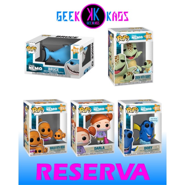 5-PACK - FUNKO POP! FINDING NEMO - CRUSH WITH SQUIRT 1813, MARLIN WITH NEMO 1814, DARLA 1815, BRUSH 1816, DORY 1817